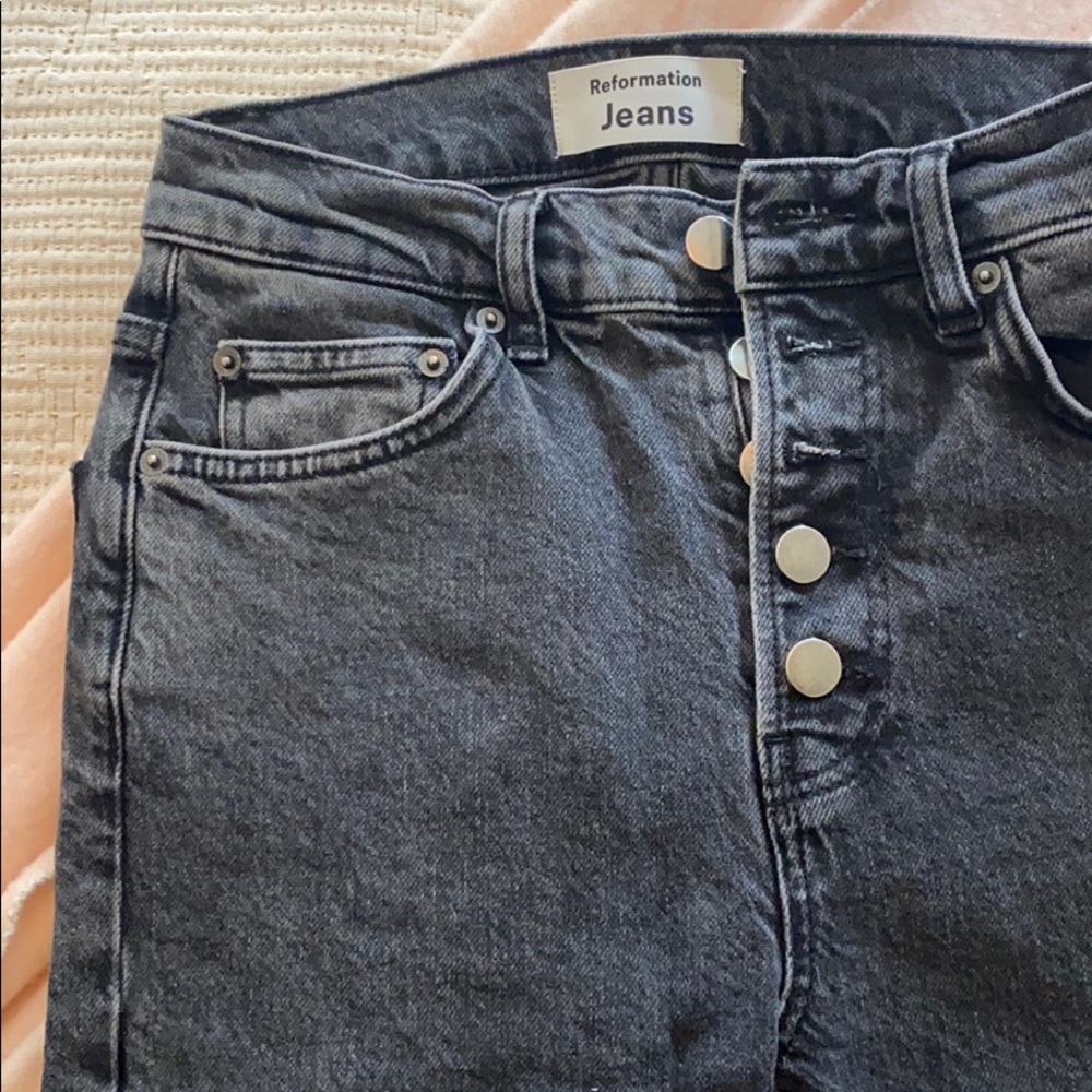 Black reformation high rise jeans